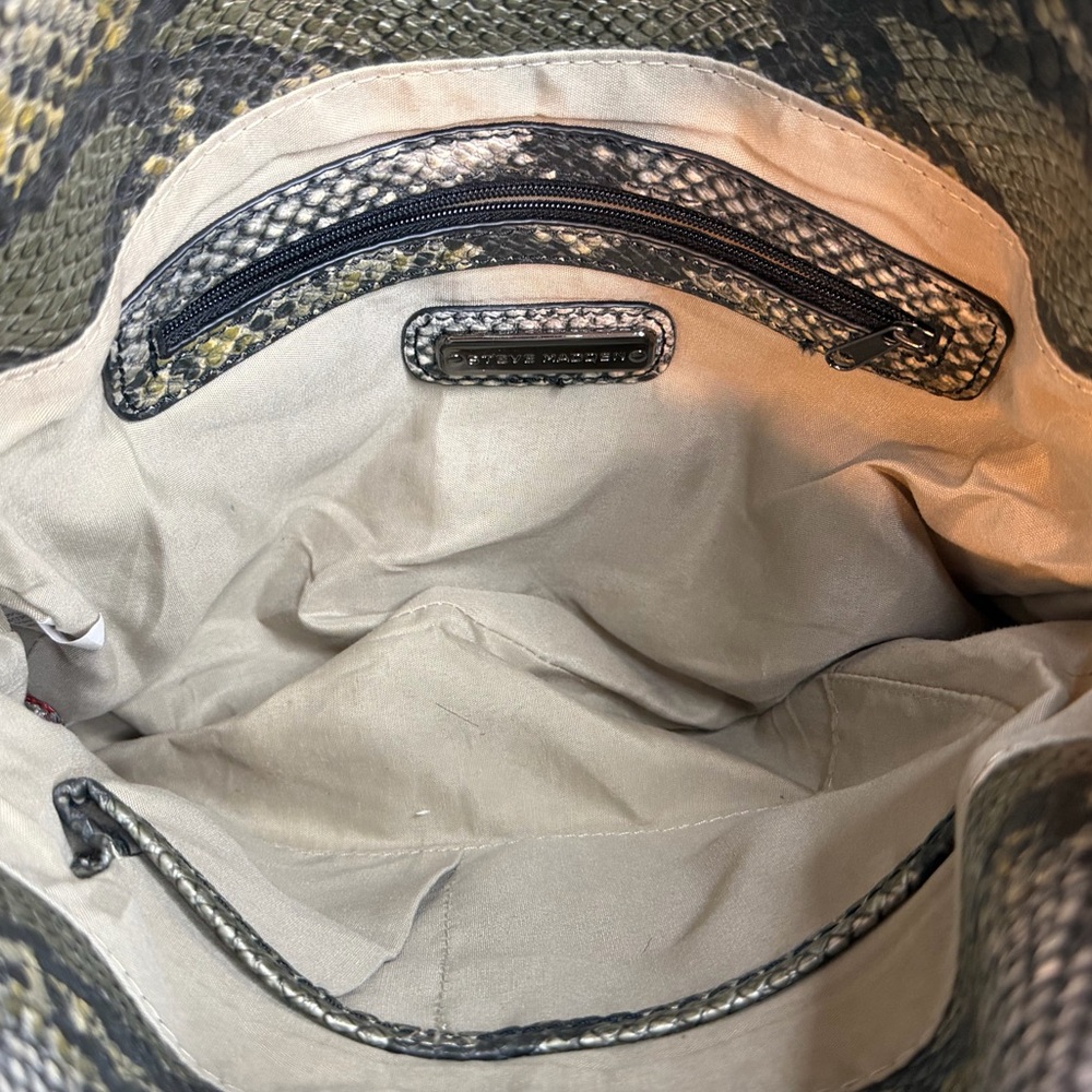 Steve Madden Snake Print‎ Shoulder Bag Gunmetal Chain Handles - Picture 5 of 5